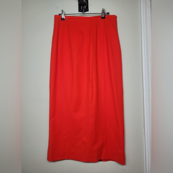 Vintage Platinum by Dorothy Schoelen Red Wool Midi Skirt sz 12 - Picture 1 of 10